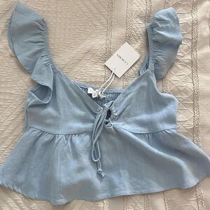 PacSun Sky Blue Flutter Sleeve Top